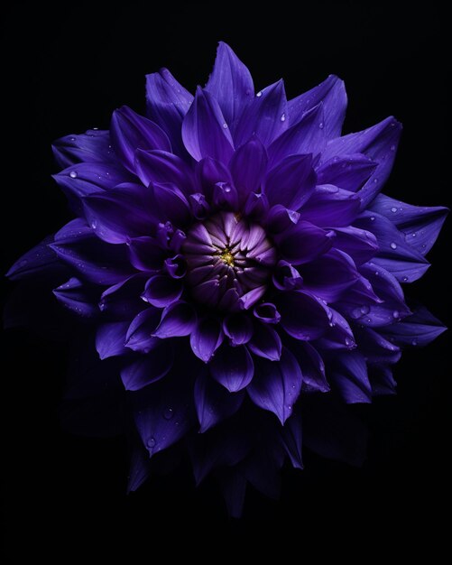 Foto flor morada con fondo negro ai generativo