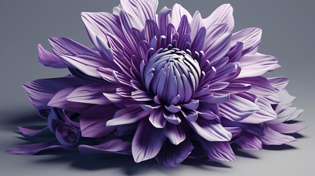 Flor morada sobre un fondo gris