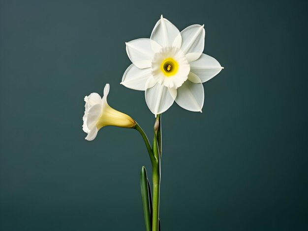 Foto la flor de narciso en el fondo del estudio, la flor de narciso en solitario, las hermosas imágenes de flores.