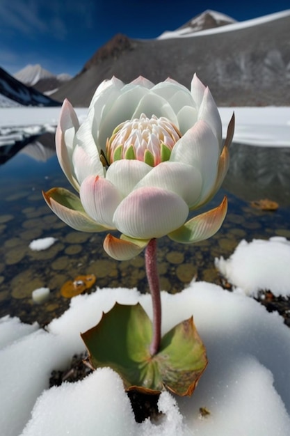 una flor en la nieve