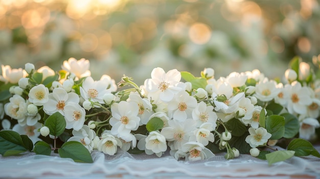 Foto la flor de la novia spirea arguta es una planta de flores blancas y hojas verdes