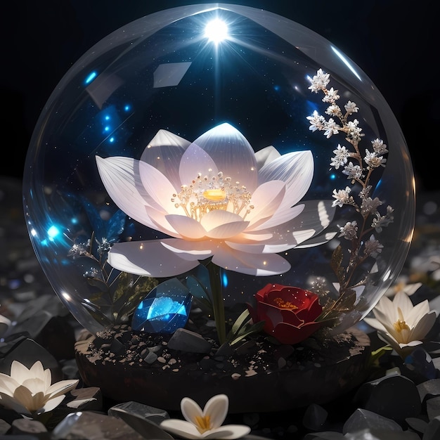 Flor numa bolha de cristal