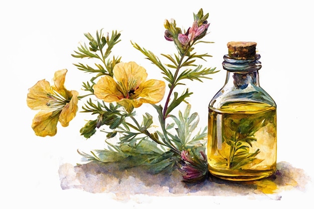 Flor de onagra y estilo acuarela de aceite Ilustración