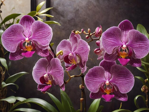 Una flor de orquídea que florece en un jardín vibrante