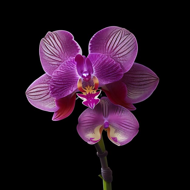 Foto flor de orquídea sobre fondo negro