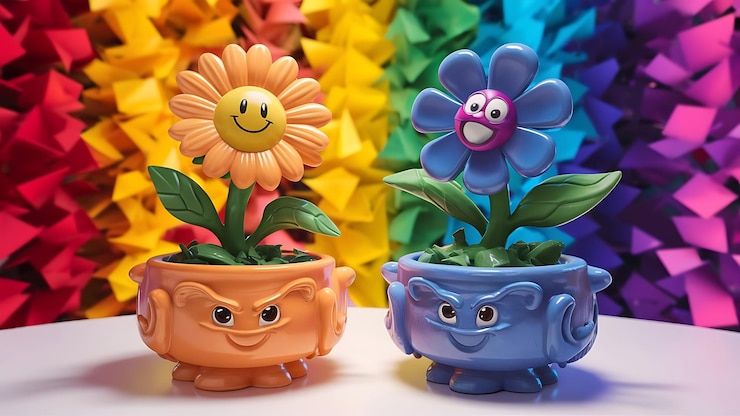 Foto flor de papel 3d en el estilo de las ilustraciones animadas diseño lindo y colorido