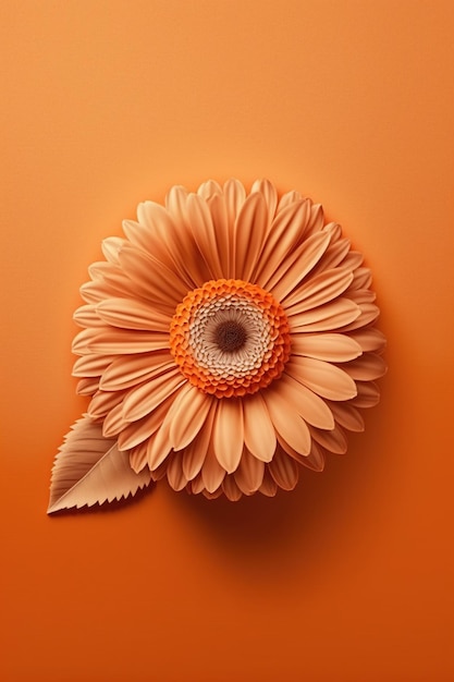 Una flor de papel con una flor en ella.