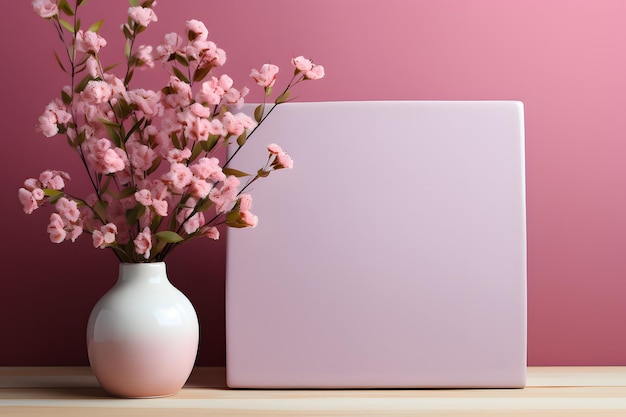 flor y pared plana rosa