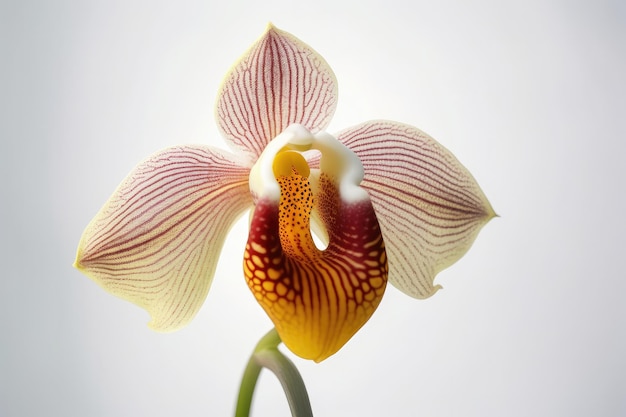 Una flor con un patrón blanco y naranja.