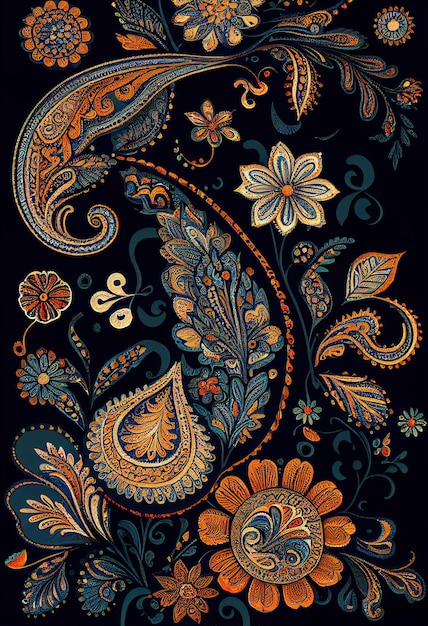 Flor de patrón Paisley Batik inconsútil