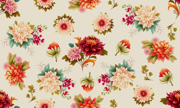 Flor de patrones sin fisuras estilo clásico Fondo floral vintage pintura textura AI generativa