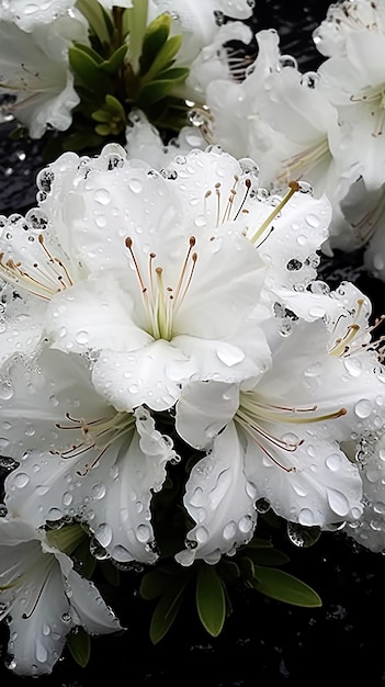 una flor de peonía blanca con gotas de agua.