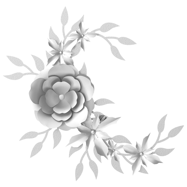 Flor de plata Flor 3D Ilustración 3D