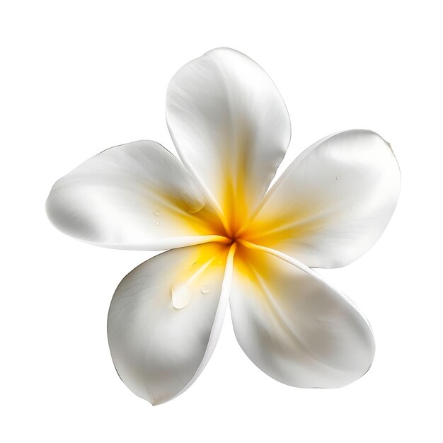 Foto flor de plumeria con centro blanco y dorado puro color del clipart aislado en blanco bg natural