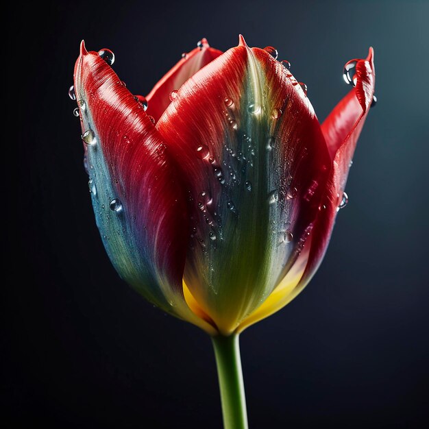 Flor de primavera para el Día de San Valentín Una hermosa flor de tulipán rosa blanco de una forma inusual en salpicaduras