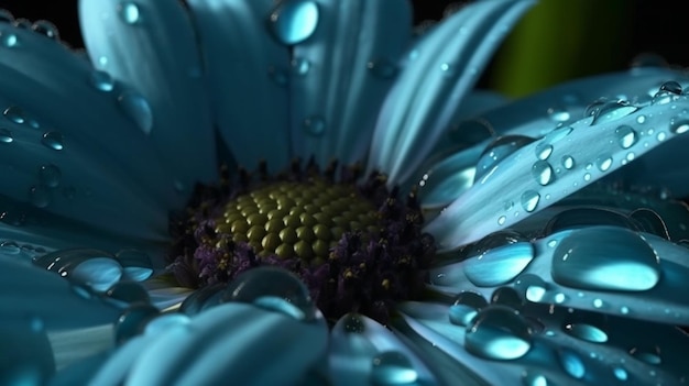 Flor de primer plano de pétalo azul