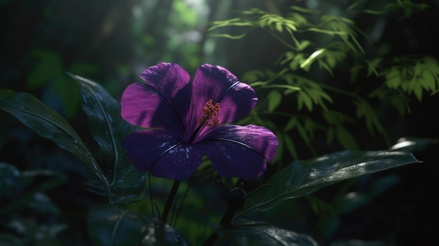 Una flor púrpura en el bosque