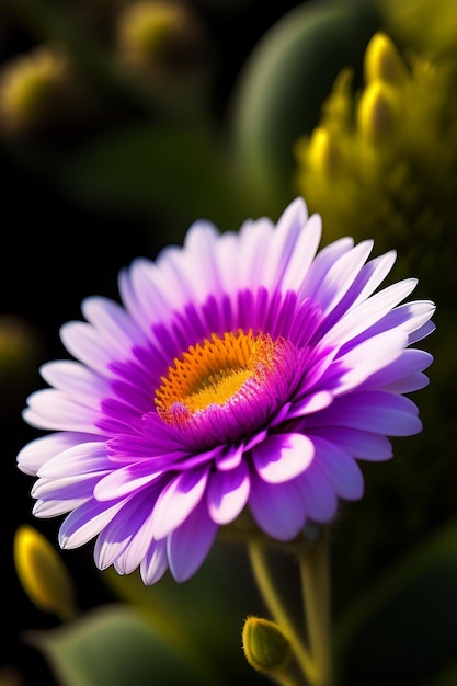 Foto una flor púrpura con un centro amarillo