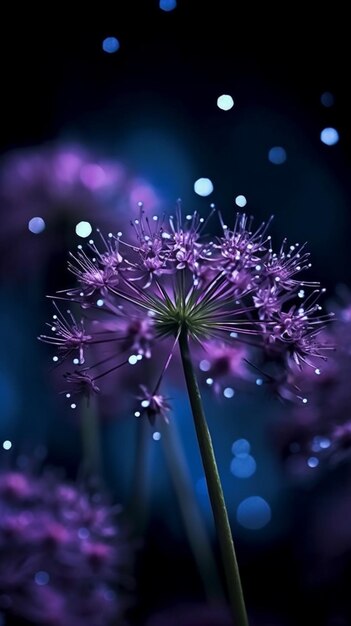 Una flor púrpura con gotas de agua en ella