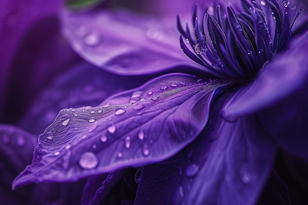 Flor Púrpura Con Gotas De Agua Fotografía De Naturaleza