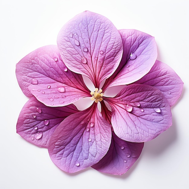 Flor púrpura con gotas de agua