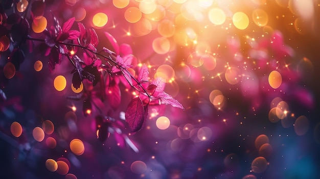 una flor púrpura con hojas púrpuras y un fondo rosa con las palabras primavera