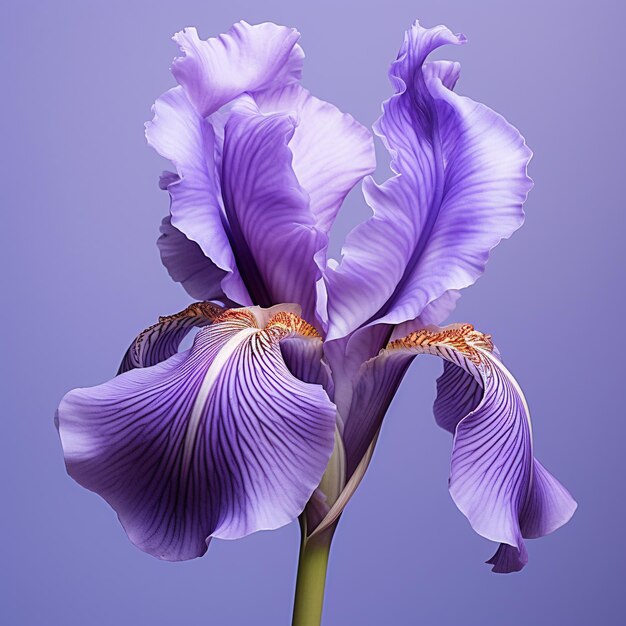 una flor púrpura con un tallo verde