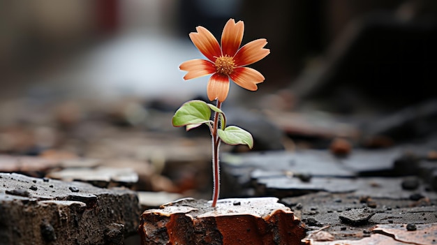 una flor que crece en una grieta en el suelo