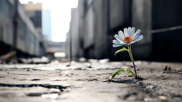 Una flor que crece a través de la tierra