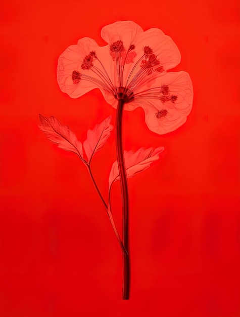 Foto una flor que está delante de un fondo rojo