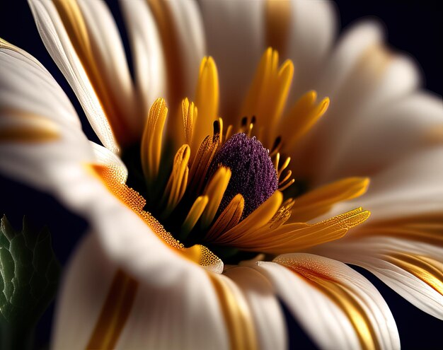 Una flor que es amarilla y blanca.