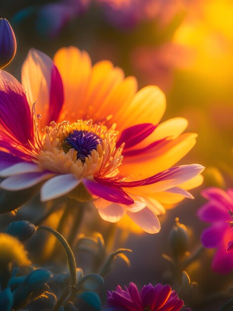 Una flor que es amarilla y morada.