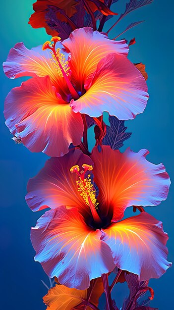 una flor que es roja y naranja con la palabra hibisco