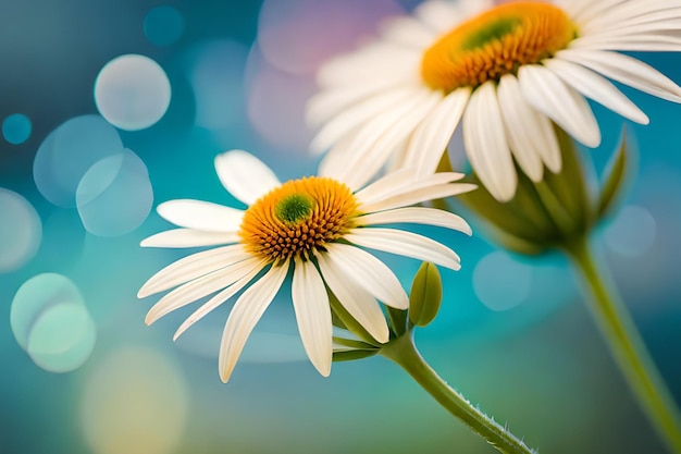 Una flor que está en medio de un fondo azul.