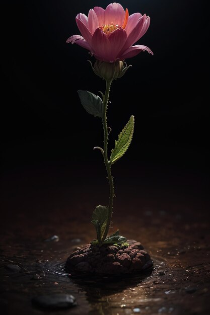 Una flor que está en la oscuridad