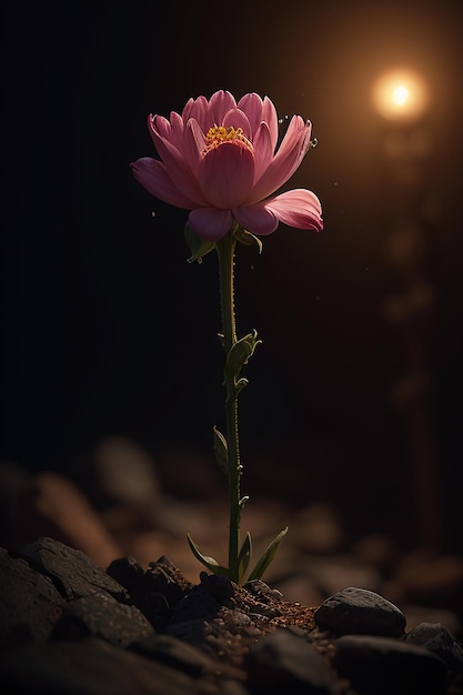 Una flor que está en la oscuridad