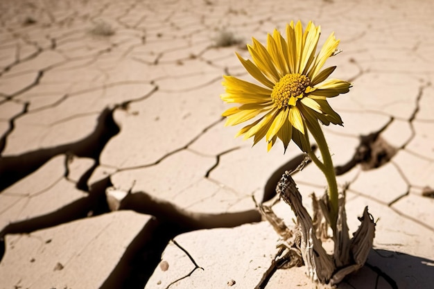 Una flor que florece en tierra firme