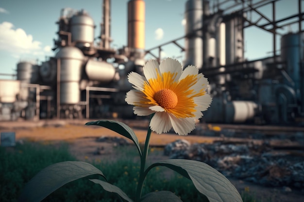 Una flor que florece en tierra firme