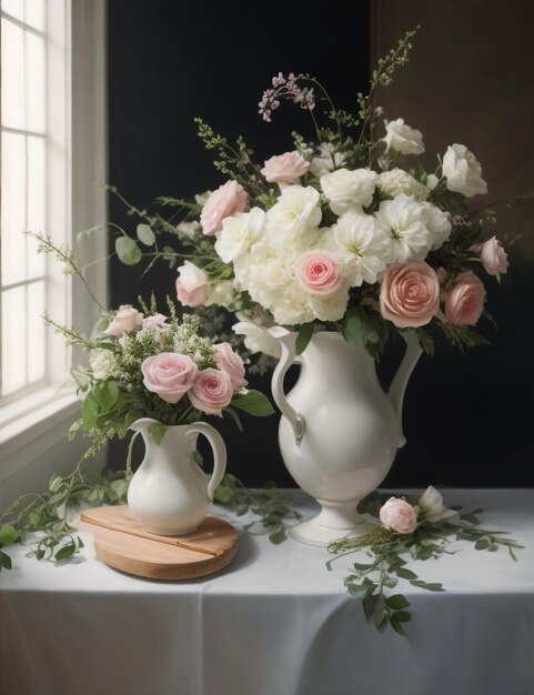 La flor de la recepción de la boda en la fotografía de la mesa