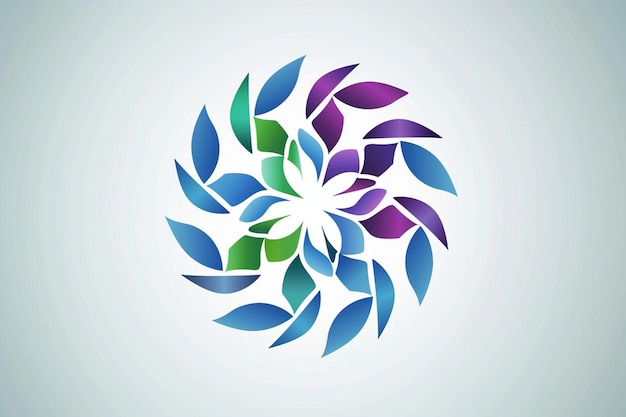 una flor redonda colorida con un centro púrpura y hojas púrpuras en ella