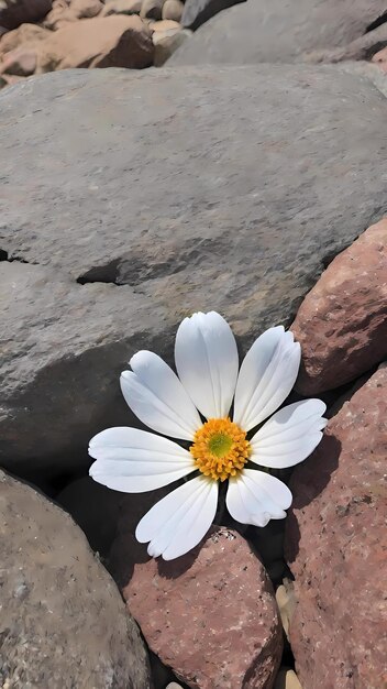 Flor entre las rocas Ilustración fondo de papel pintado