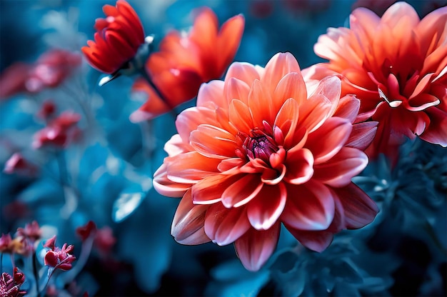 una flor roja en el bloo