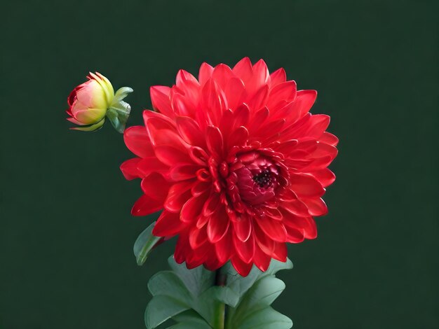 una flor roja con un centro amarillo y un fondo verde