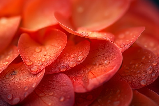 Flor roja con gotas de agua