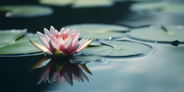 Una flor rosa en el agua