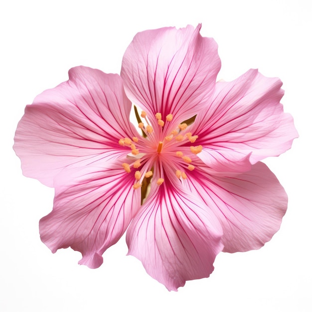 La flor rosa aislada sobre un fondo blanco