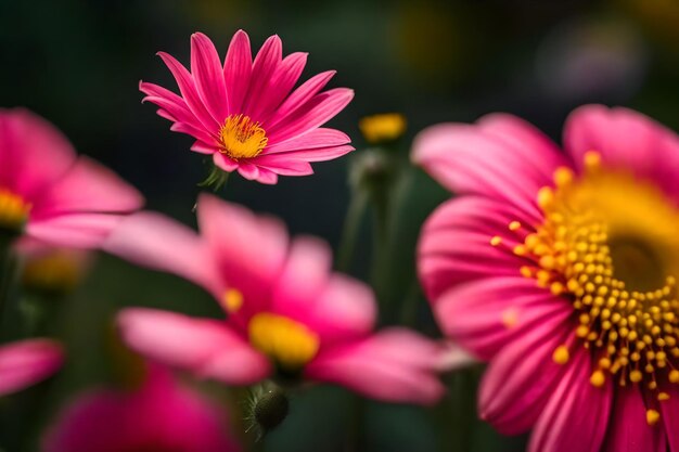 Foto una flor rosa y amarilla está en la esquina de una imagen