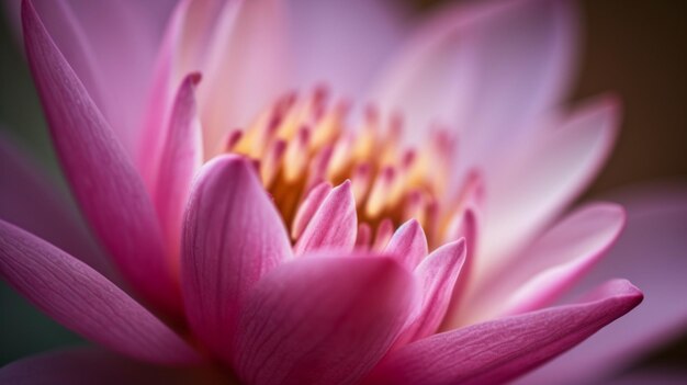 Una flor rosa con centro amarillo.