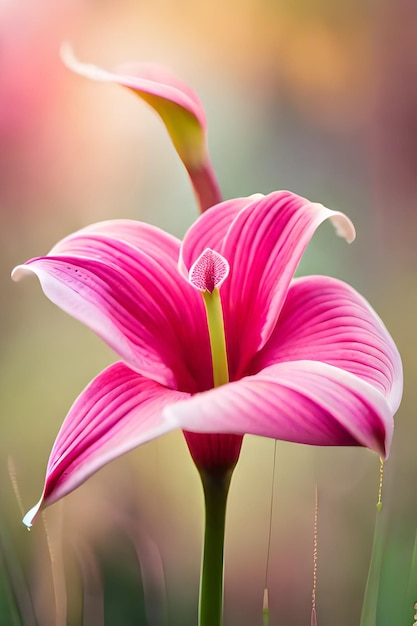 Una flor rosa con un centro rosa.