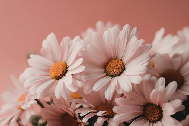 Una flor rosa en un jarrón con fondo rosa.